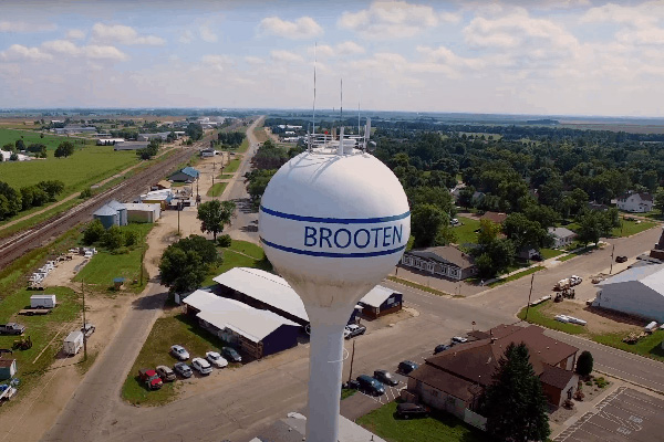 Arial view of small town