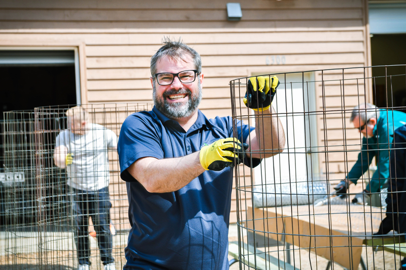 Person with fencing