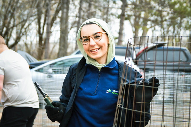 Person with fencing